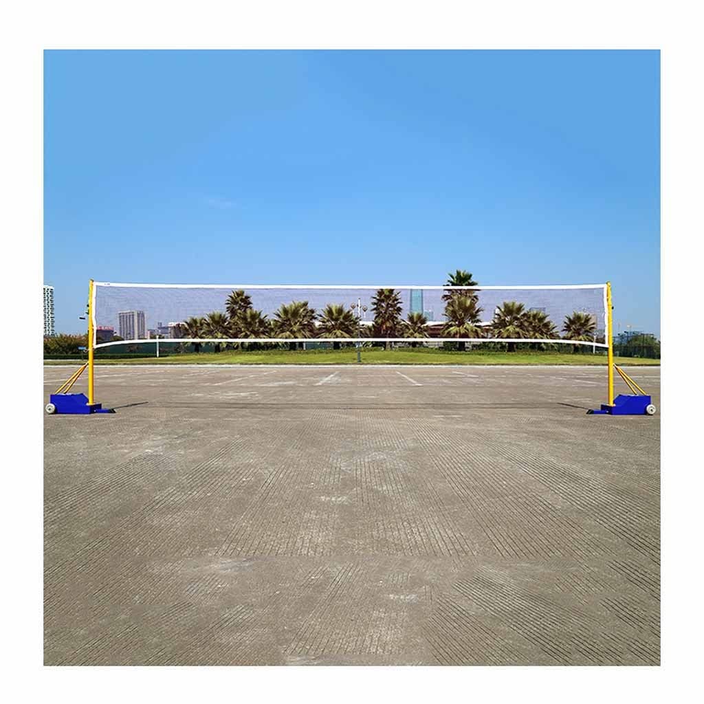 Pali da pallavolo/badminton con rete, supporto per rete da pallavolo portatile da esterno con ruote, palo da pallavolo/badminton in acciaio resistente alle intempe,