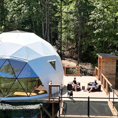Hybrid Geodesic Glamping Dome Tent for 2-6 People with Bathroom, Shower, and Tempered Glass Features - All Weather Shelter - Image 3