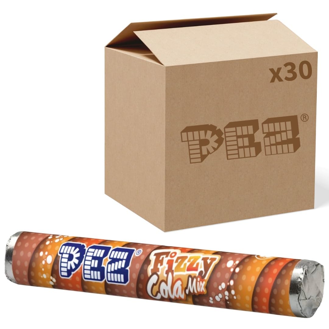 PEZ Giant Fizzy Cola Mix Roll, Assorted Flavours with Lemon, Orange, and Cola, 46 g (Pack of 30)