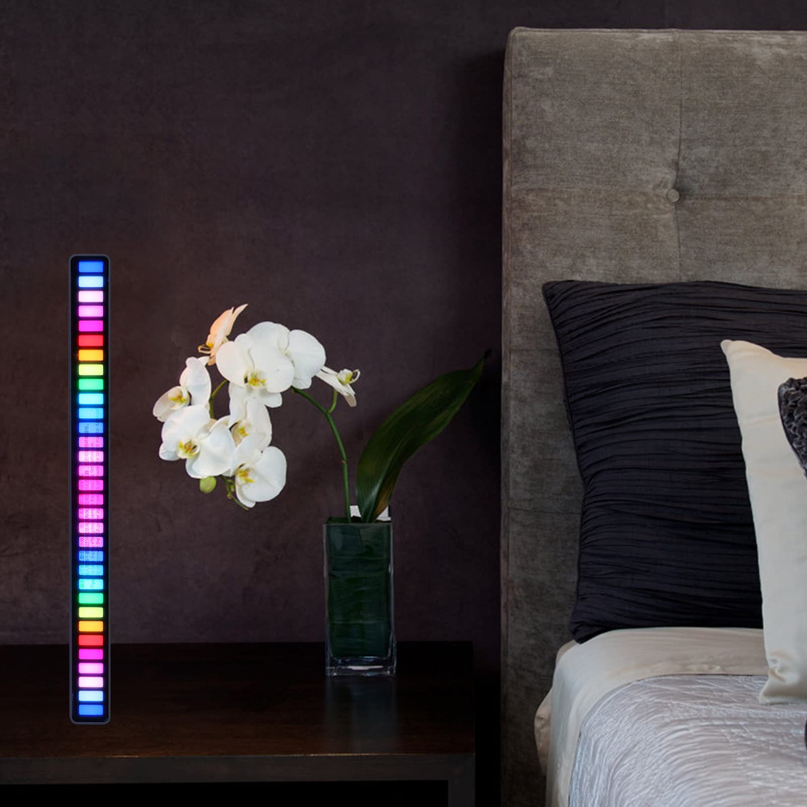 Barra Luminosa Ritmica, Luce Ambientale Colorata per il Controllo del Suono per la Decorazione Dell'auto, Plug-in USB Moderno Argento, Adatta per gli Amanti della Musica