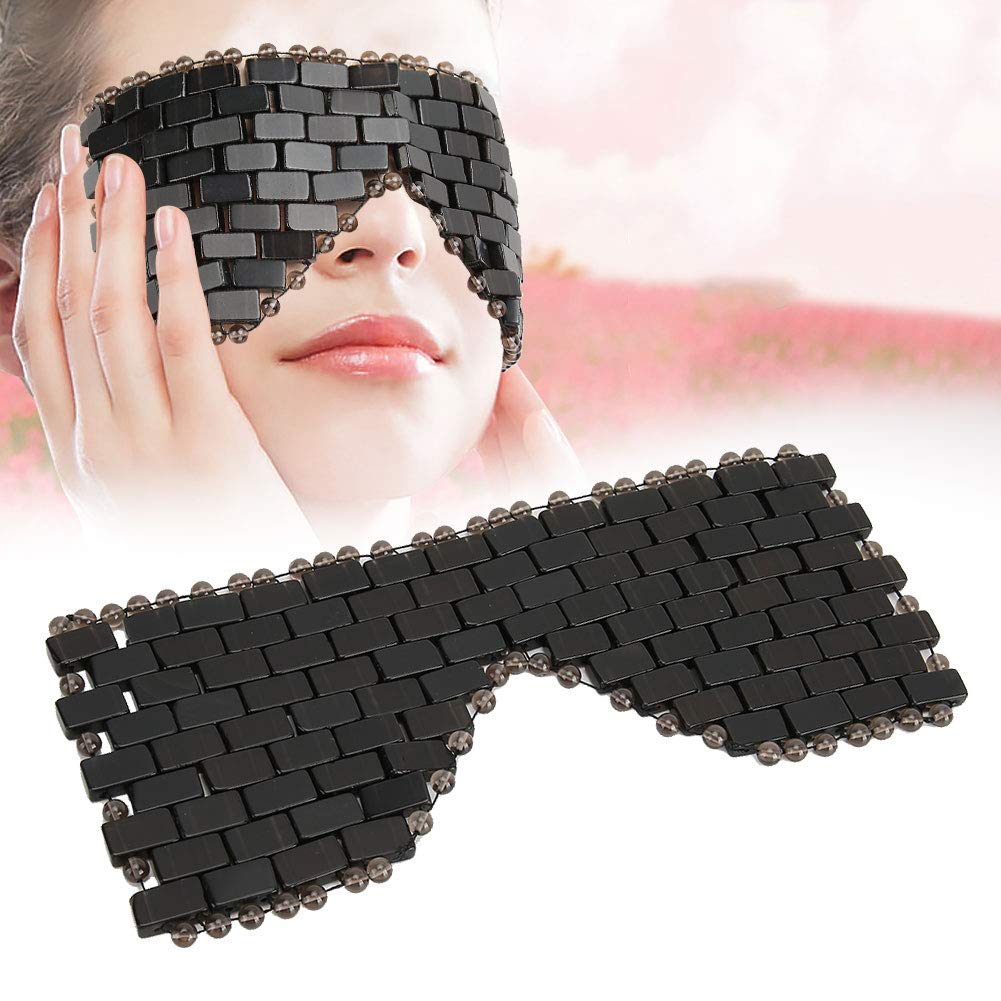Maschera per gli Occhi in Giada, Maschera per gli Occhi in Pietra di Giada Maschera per il Viso Fredda Maschera per gli Occhi per Dormire Rinfrescante Massaggiatore per il (BLACK)