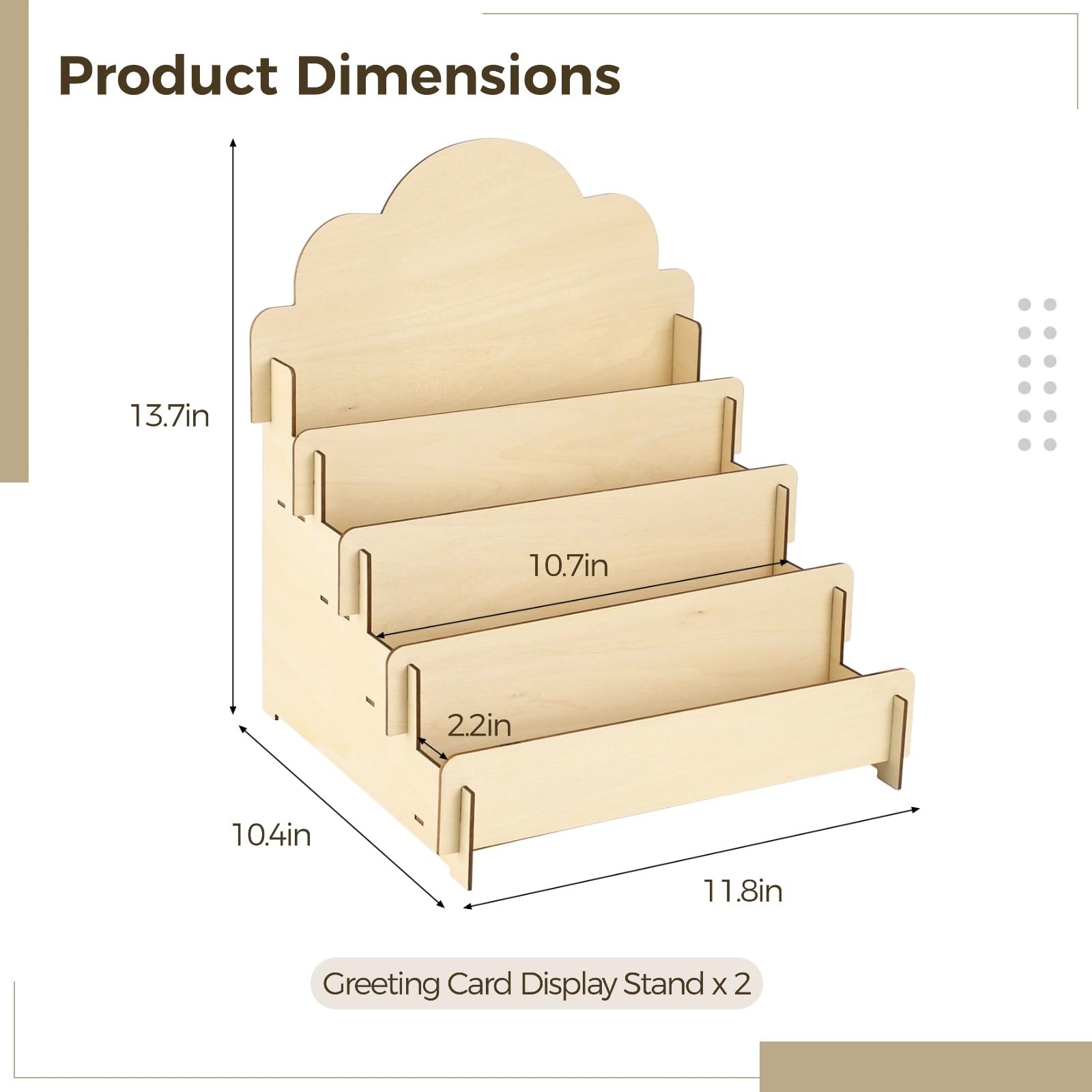 2 Stück Holz-Grußkartenhalter, 4-stufiger Karten-Organizer, verstellbare Karten-Aufbewahrungsständer, schlichtes Design für einfachen Zugriff, ideal für Zuhause und Geschäft