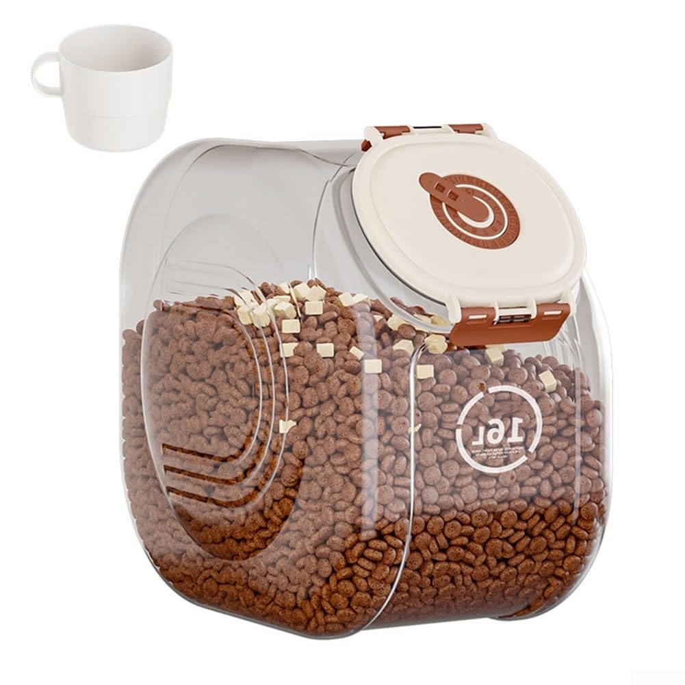 Contenitore Riso Ermetico con Timer 12L per trasparente Contenitore(large sizecoffee) | Timer integrato, registra apertura, previene sprechi, mantiene freschezza, riduce muffa