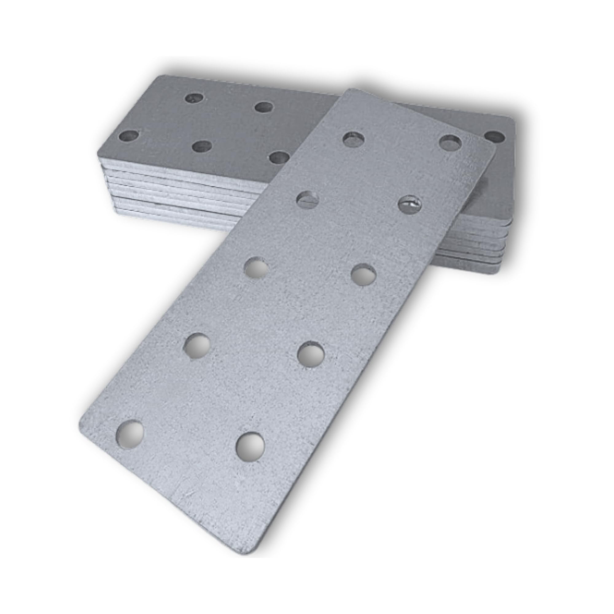 HANFCO® 10pcs 100x40x2,5mm Flat Brackets for Wood, Galvanised Steel Perforated Mending Plates, Wood Metal Flat Joining Plates, Timber Wood Repair Connectors Sleeper Fixing Heavy Duty Joining Brackets