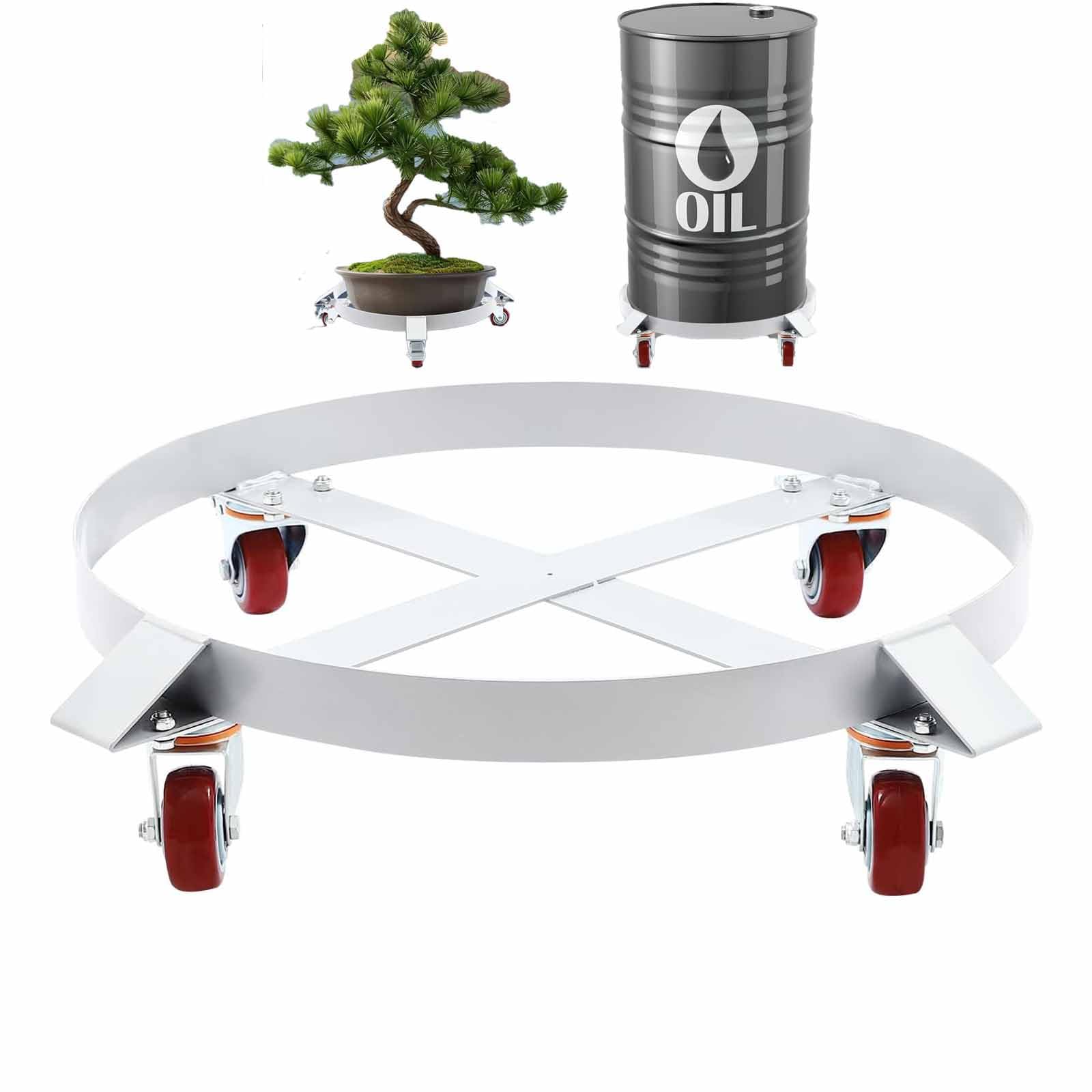 LIULIQ 55 Gallon Drum Dolly, Heavy Duty Barrel Dolly Cart Drum Caddy with 4 Universal Wheels & Cross Braces, 400KG Load Capacity, Non Tipping & Steel Frame Design for Warehouse Drum Handling
