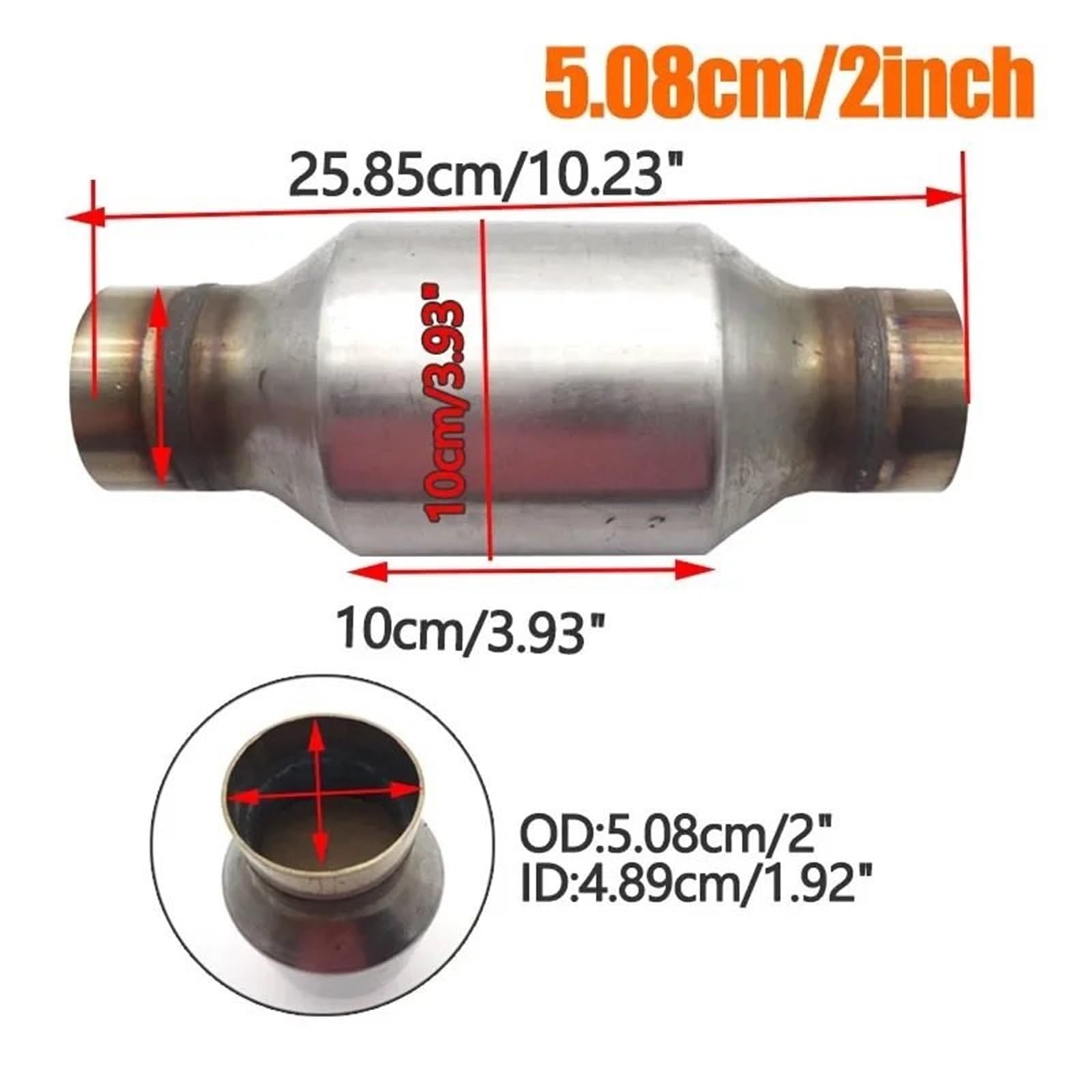 Catalizzatore Convertitore catalitico da corsa EURO 1 da 400 cpsi con substrato ceramico per catalizzatore da 2 pollici/5,1 cm/2,5 pollici/6,35 cm