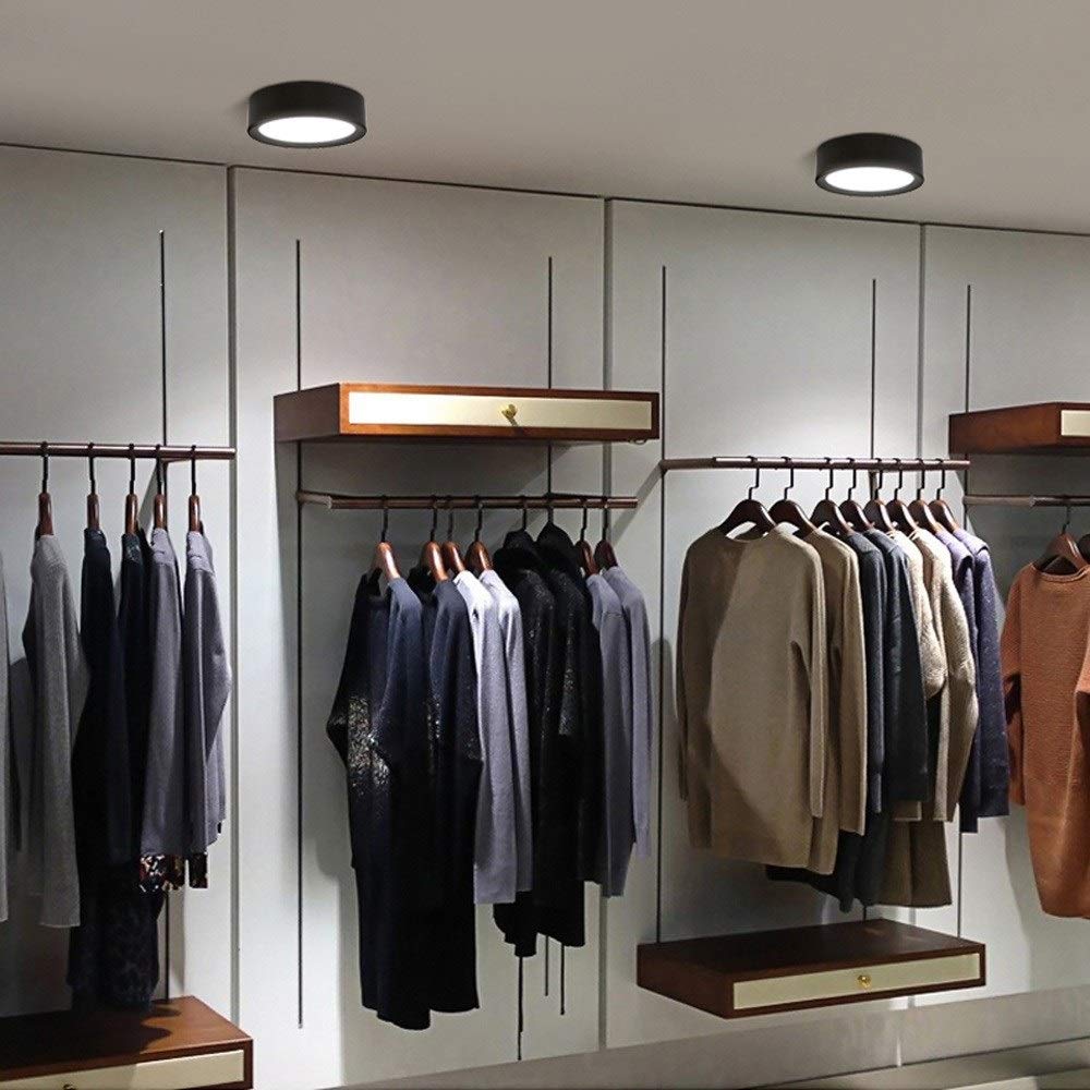 Foco LED Empotrado ultradelgado para Montaje en Superficie, Creativo, Redondo, pequeño, con Panel de Rejilla Fina de Aluminio Negro, luz de Techo, iluminación empotrada, Tienda de Ropa, Centro comerc