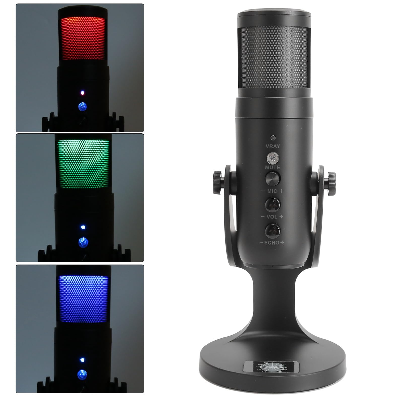 Microfono USB, Microfoni da Gioco a Condensatore per PS5, Promemoria Silenzioso LED, Manopola Eco/guadagno, Microfono per Streaming Live per Registrazione Vocale, YouTube,