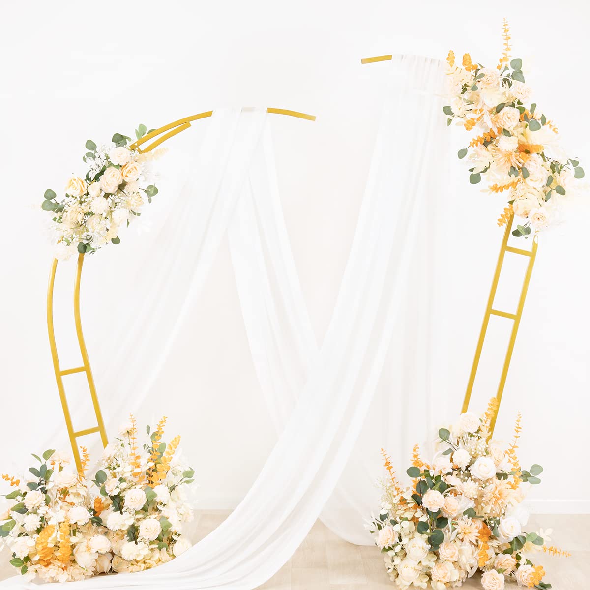 Socomi Wedding Arch Draping Fabric 1 Panel 29" x 19Ft Ivory Sheer Chiffon Curtain Drapes 6 Yards for Wedding Ceremony Birthday Party Decoration - 5