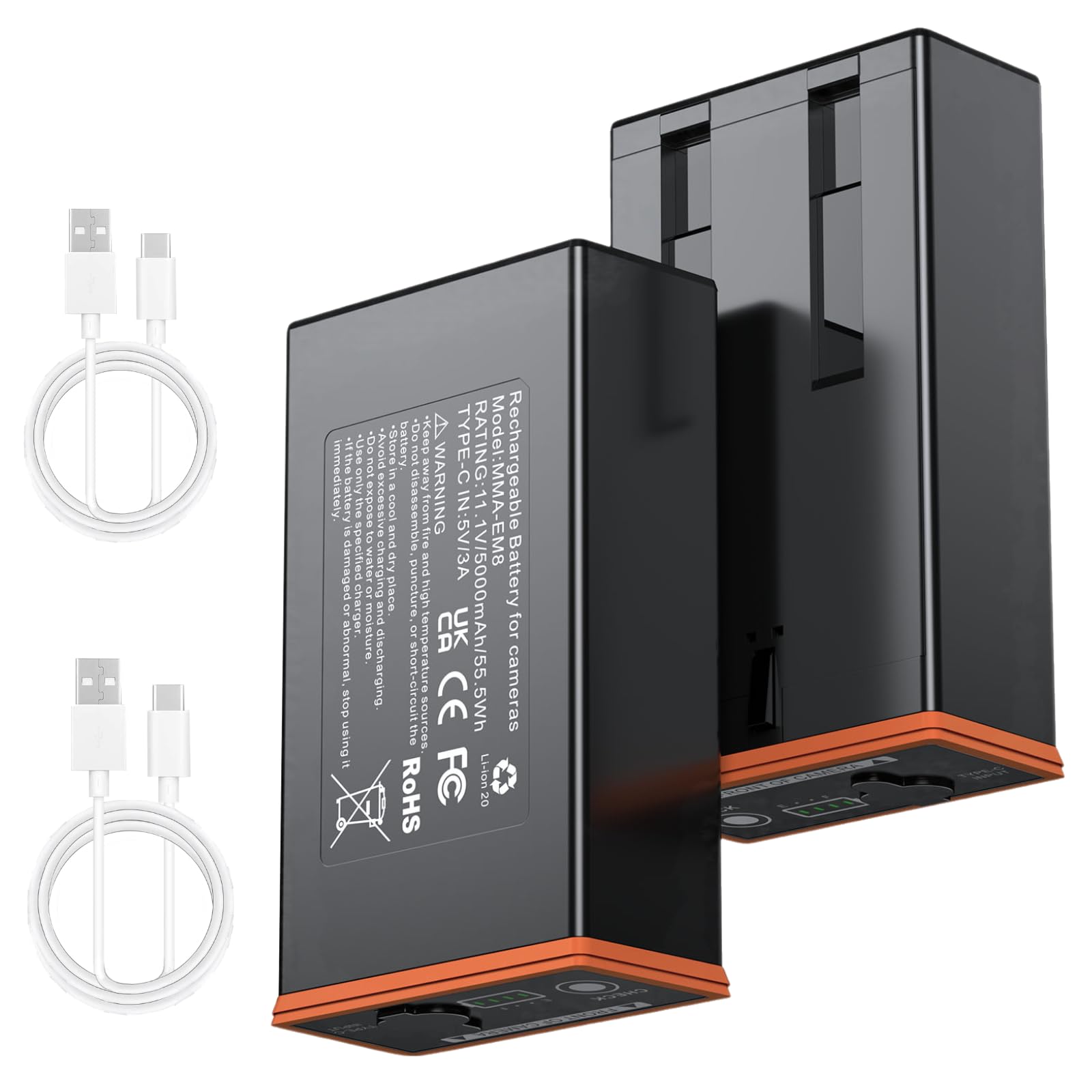 1:1 Replacement for 16 AA Batteries, Constant Voltage for Cold Weather Hunting (Fit Edge 1/2/3/Pro), Includes 2 USB-C Cables 2 Pack 5000mAh Power Mag Battery Pack for Moultrie Edge 2/3 Trail Camera