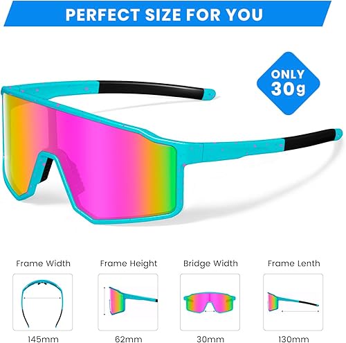 Miniatura 3 de SPOSUNE Gafas de sol polarizadas UV400 de sóftbol, TR90, gafas deportivas para correr, ciclismo, béisbol y bicicleta (unisex)