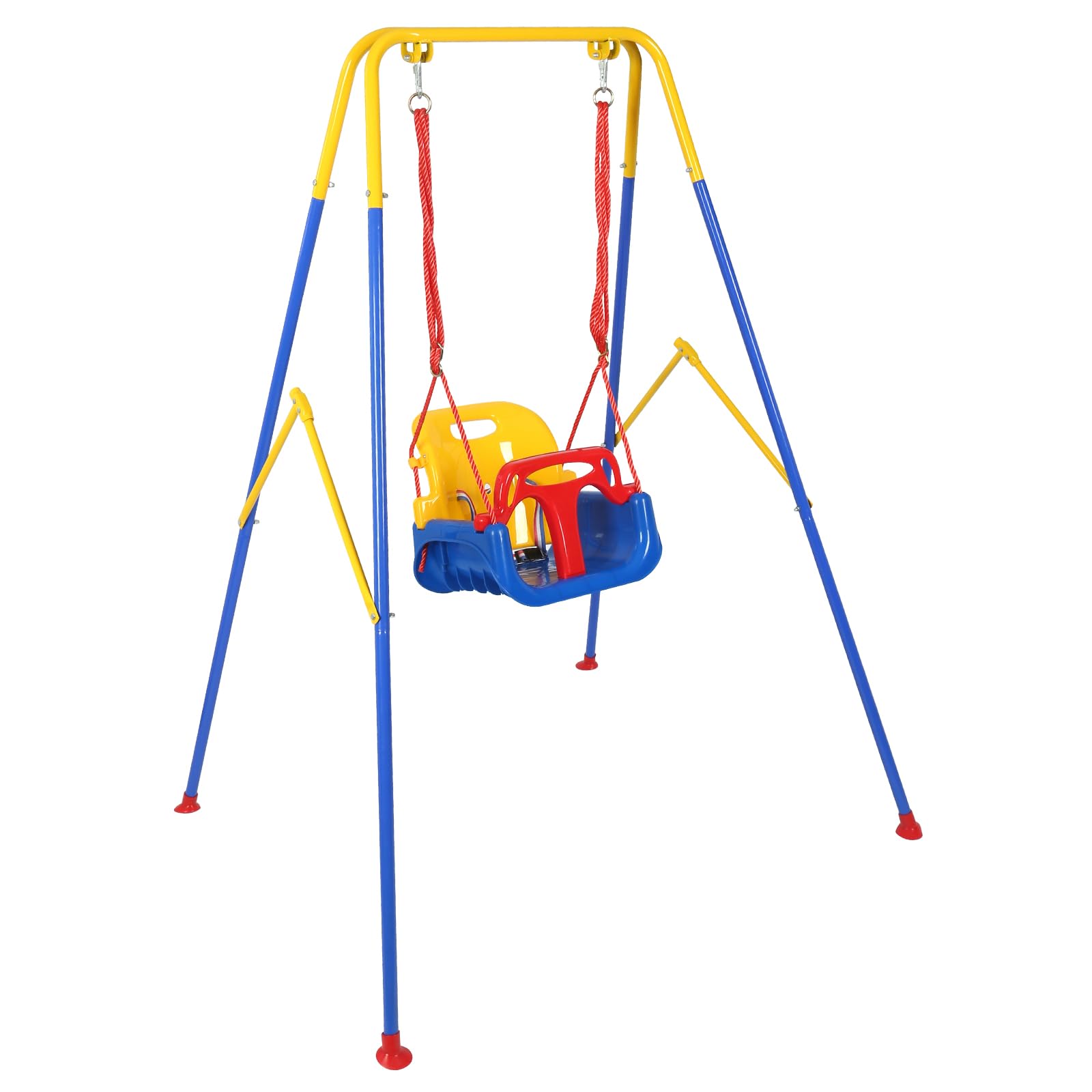 3-in-1 Toddler Swing Set, Metal A-Frame Hammock Chair Stand, Foldable Baby Swing Frame, Easy to Assemble & Store, Indoor/Outdoor Swing Stand for Toddler Baby Jumper Chair (SEAT)