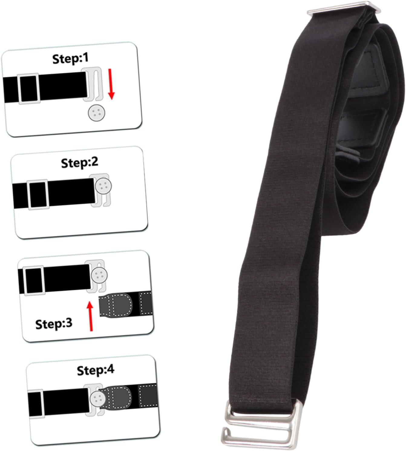 Beavorty Adjustable Shirt Belt Stay for Men and Women Slip Undergarment Shirt Lock Black Tuck for Neat Look
