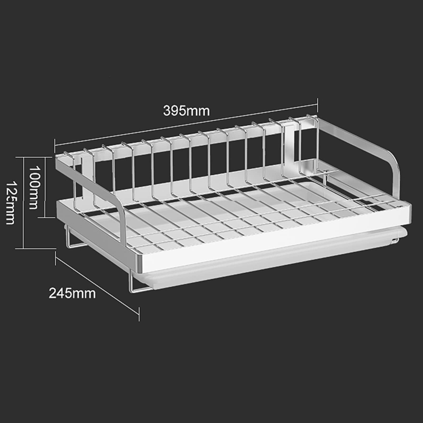 Escurridor de platos de acero inoxidable con soporte para cubiertos de pared y bandeja de drenaje para un almacenamiento y organización eficientes de la cocina