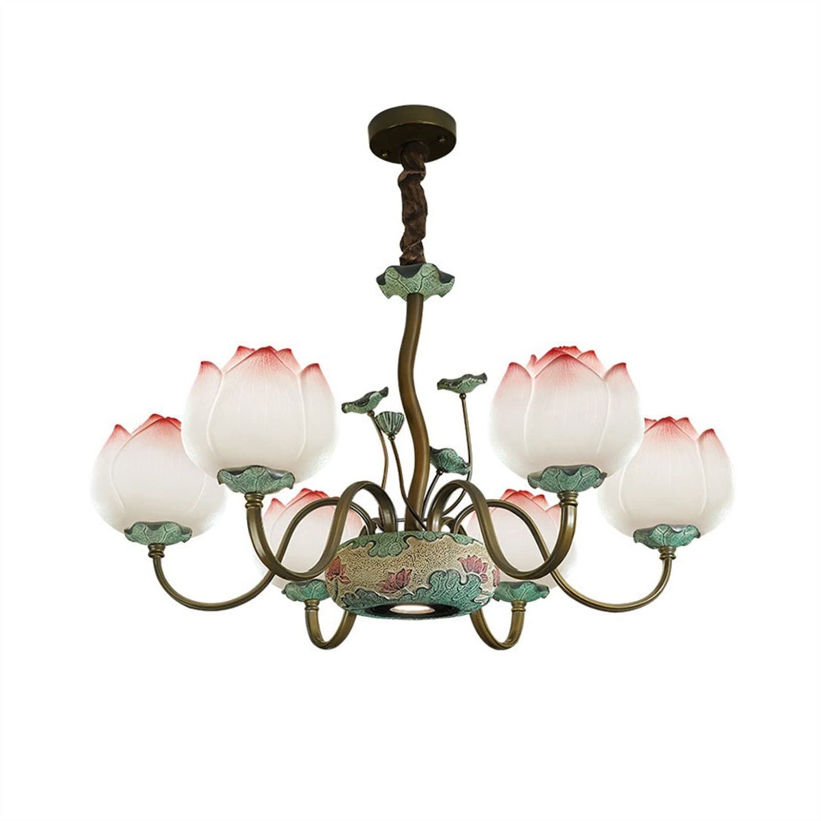 Yinj9562fg Chandeliers Creative Lotus Shaped Chandelier Chinese Style Retro 6-Head Decorative Chandelier Ceiling Light Living Room