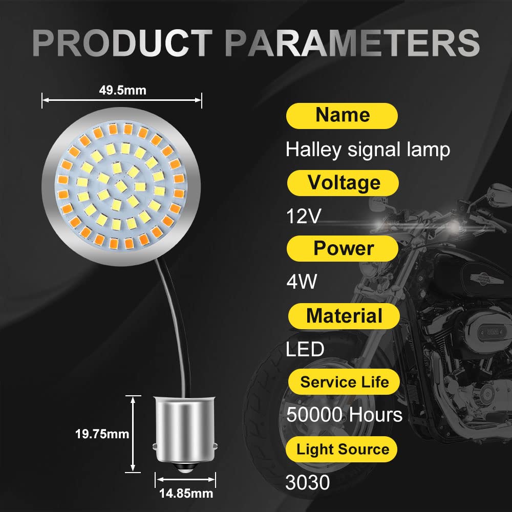 Yifengshun 1156 48LED Motorfiets Voor En Achter Knipperlicht 5 cm Met Super Heldere Rooklens En Waterdicht Amber Witte LED Richtingaanwijzer Kit Voor Harley Touring Sportster Softail Dyna Achterlicht