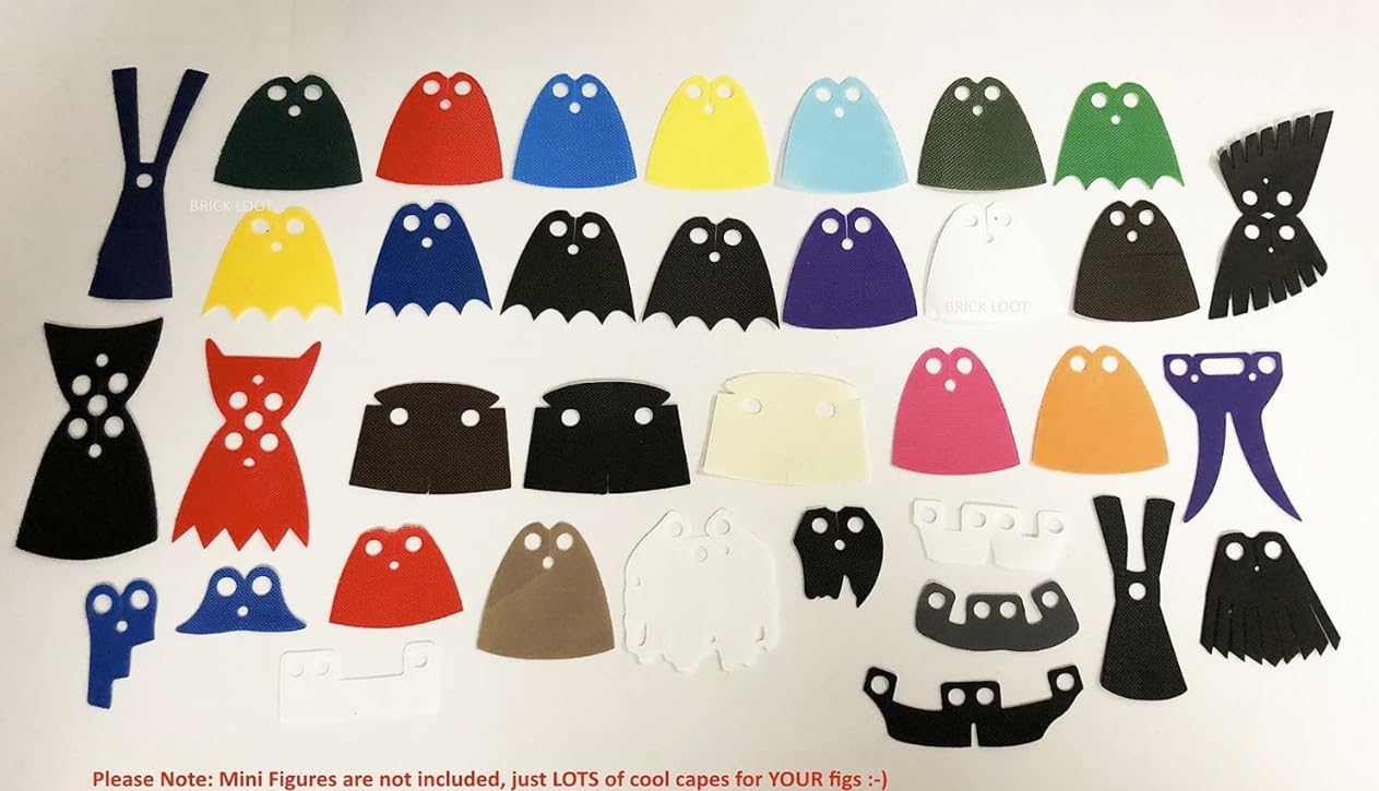 Brick Loot Superhero Capes for Minifigures, 35 Piece Mini Figure Cape Accessory Pack, Durable Fabric, Action Hero Costumes for Building Figures, Compatible with Major Brands, Gift for Kids Ages 6+