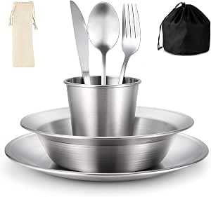 Set Posate Da Campeggio 4 In 1 In Acciaio Inox Con Coltello, Forchetta, Cucchiaio, Apriscatole E Custodia - 2