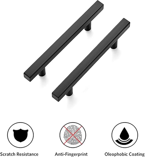 Miniatura 8 de Ravinte Paquete de 25 tiradores cuadrados de 6 pulgadas de acero inoxidable negro mate para cajones de cocina, manijas de gabinete de 6 pulgadas de