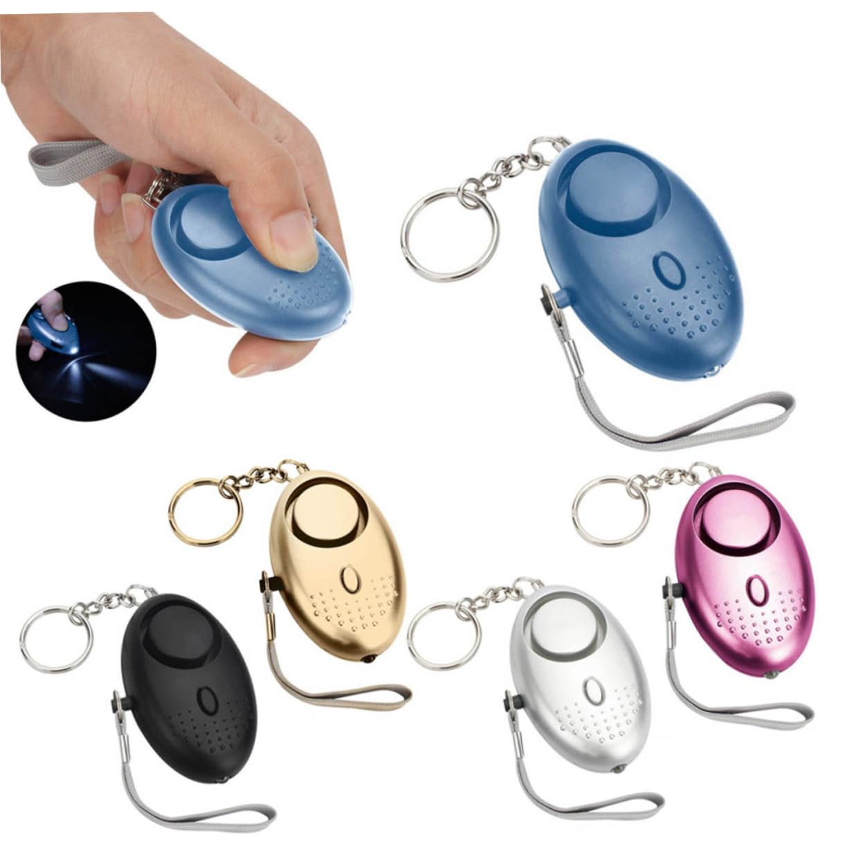 jojofuny 6piezas Alarma Personal De Emergencia con Luz Led Diseño Compacto y Ligero para Mujeres Trabajadores Nocturnos Niño Niña y Ancianos Negro