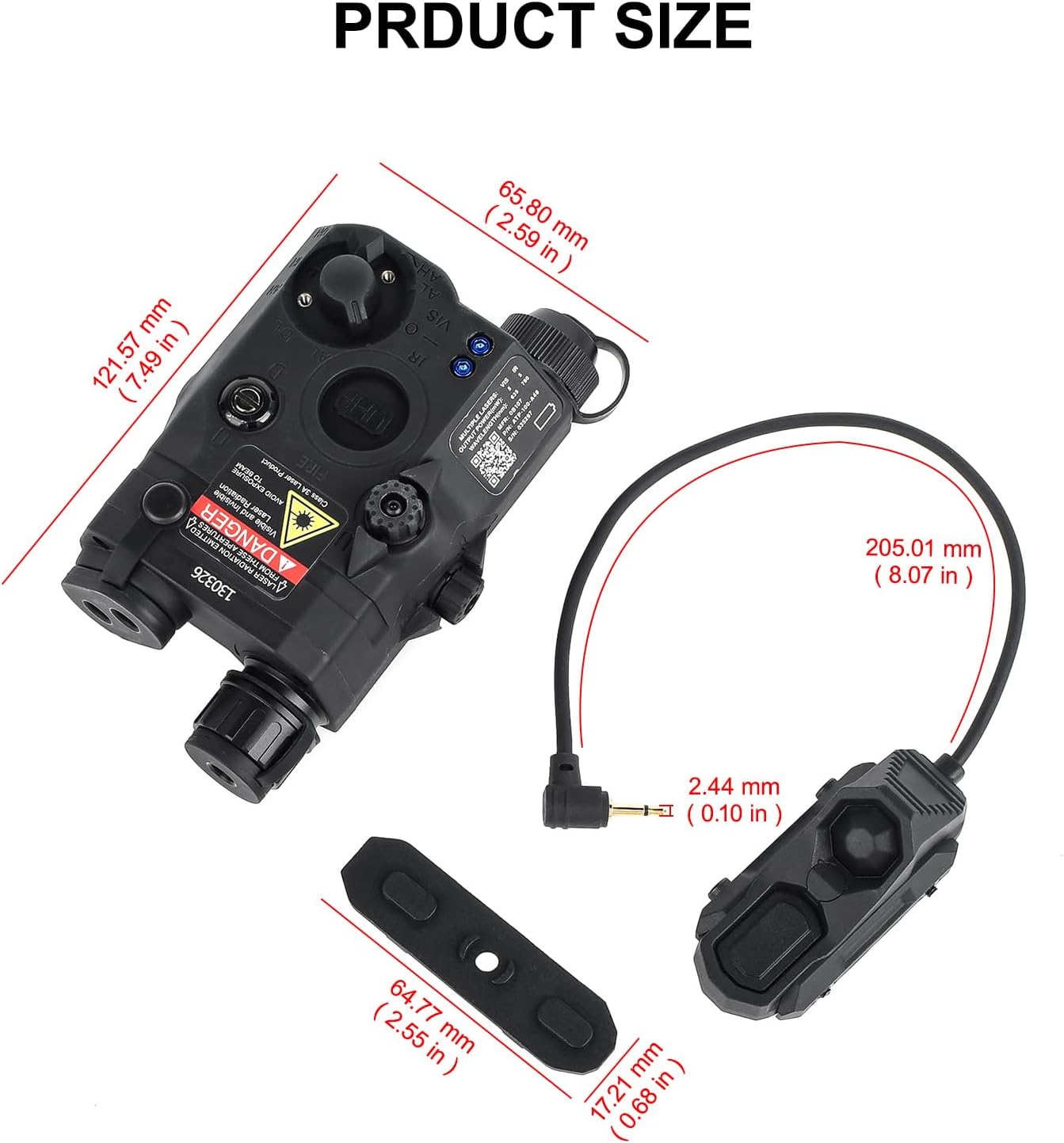 Airsoft PEQ-15 UHP Visible Red Laser + IR Laser + White LED Flashlight + Strobe with Dual Pressure Switch