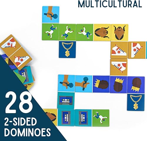 Miniatura 3 de Dominó de hip-hop de los 90 con números - Juego de dominó 2 en 1 - Juegos de dominó a juego para niños de 4 a 8 años Juegos de cultura negra -