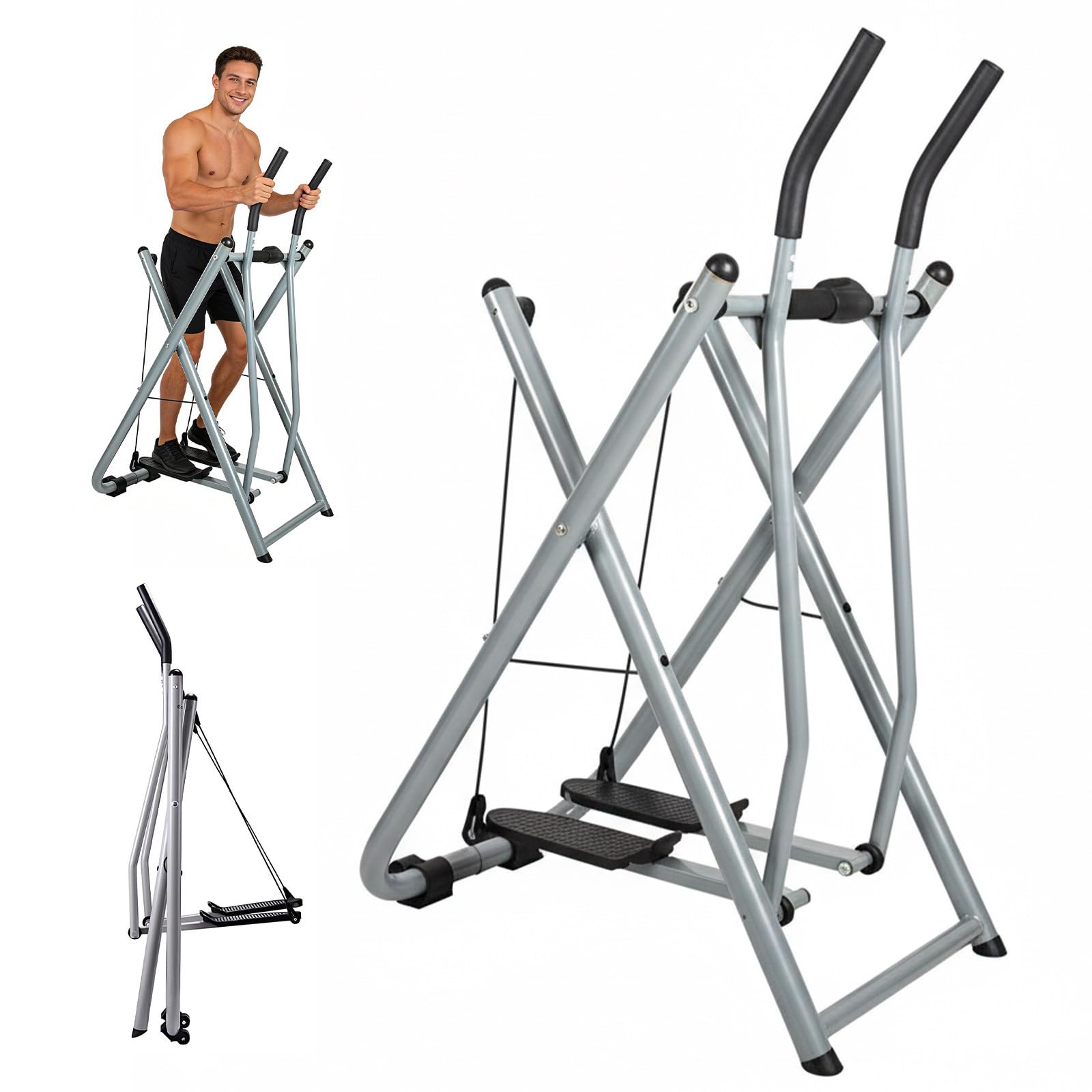 Macchina ellittica pieghevole, per allenamento cardio cross trainer con passo da 76 cm, per allenamenti a casa, in ufficio e in palestra