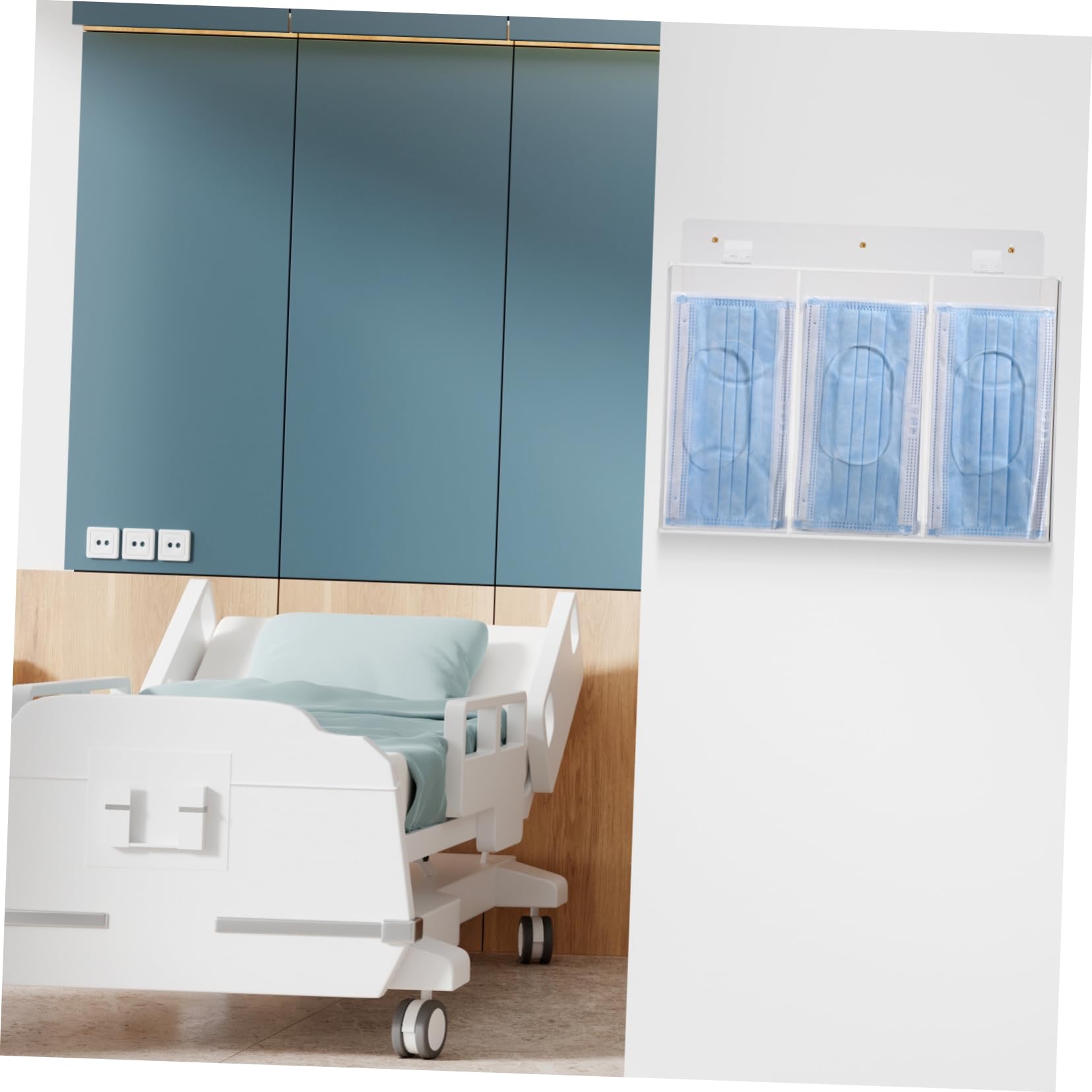 BESTYASH Dispenser per Maschere e Guanti Scatola di Immagazzinaggio a Muro in Acrilico 3 Scomparti per Laboratorio