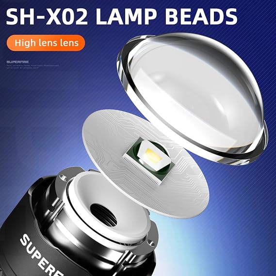 SuperFire Tactical Flashlights Compact, Zoomable Small Flashlight with Powerful Chips, Mini LED Flashlight Rechargeable, 4 Modes Pocket Flashlight for Home, Camping, Emergency Power Outage, 2 Packs