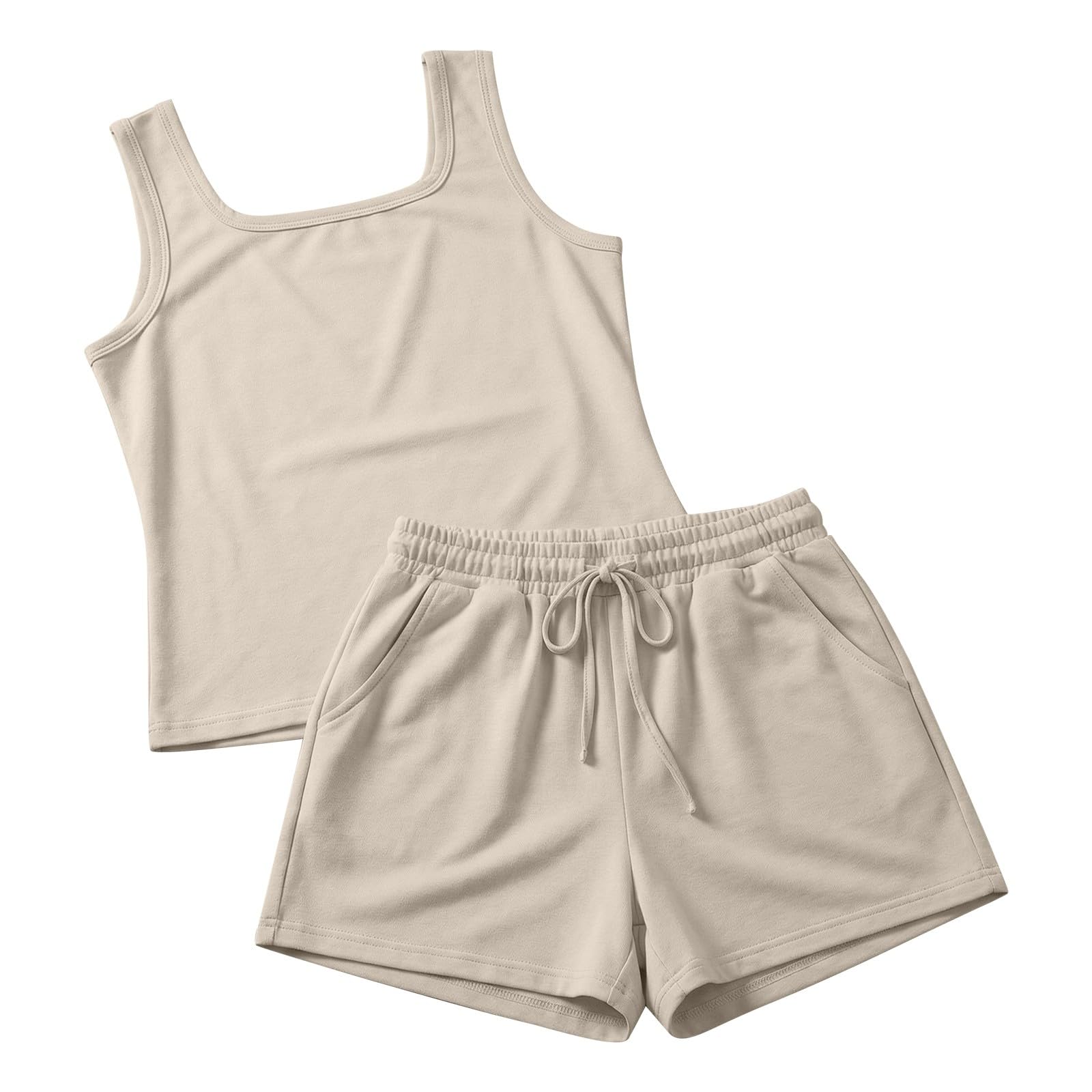 Generico Completi Donna Completi Donna Con Pantaloncini Collo Alto Monospalla Eleganti Ventilato Set Casual Estivo Tuta Completa Vestito Curvy Ideale Per L’Estate