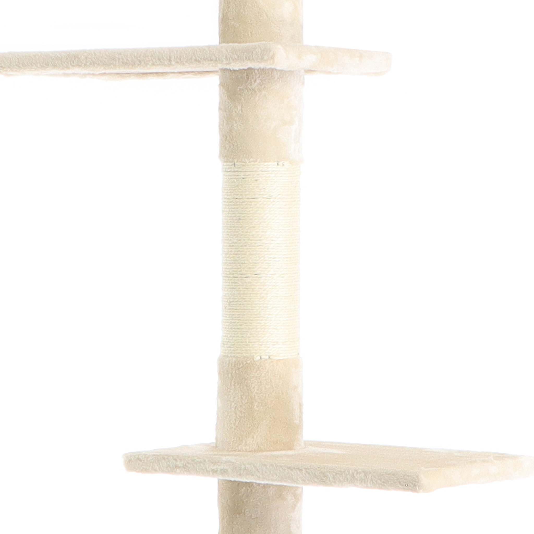 Fudajo Árbol rascador Suelo a Techo Beige 230-276cm Ajustable en Altura 4 Plataformas sisal