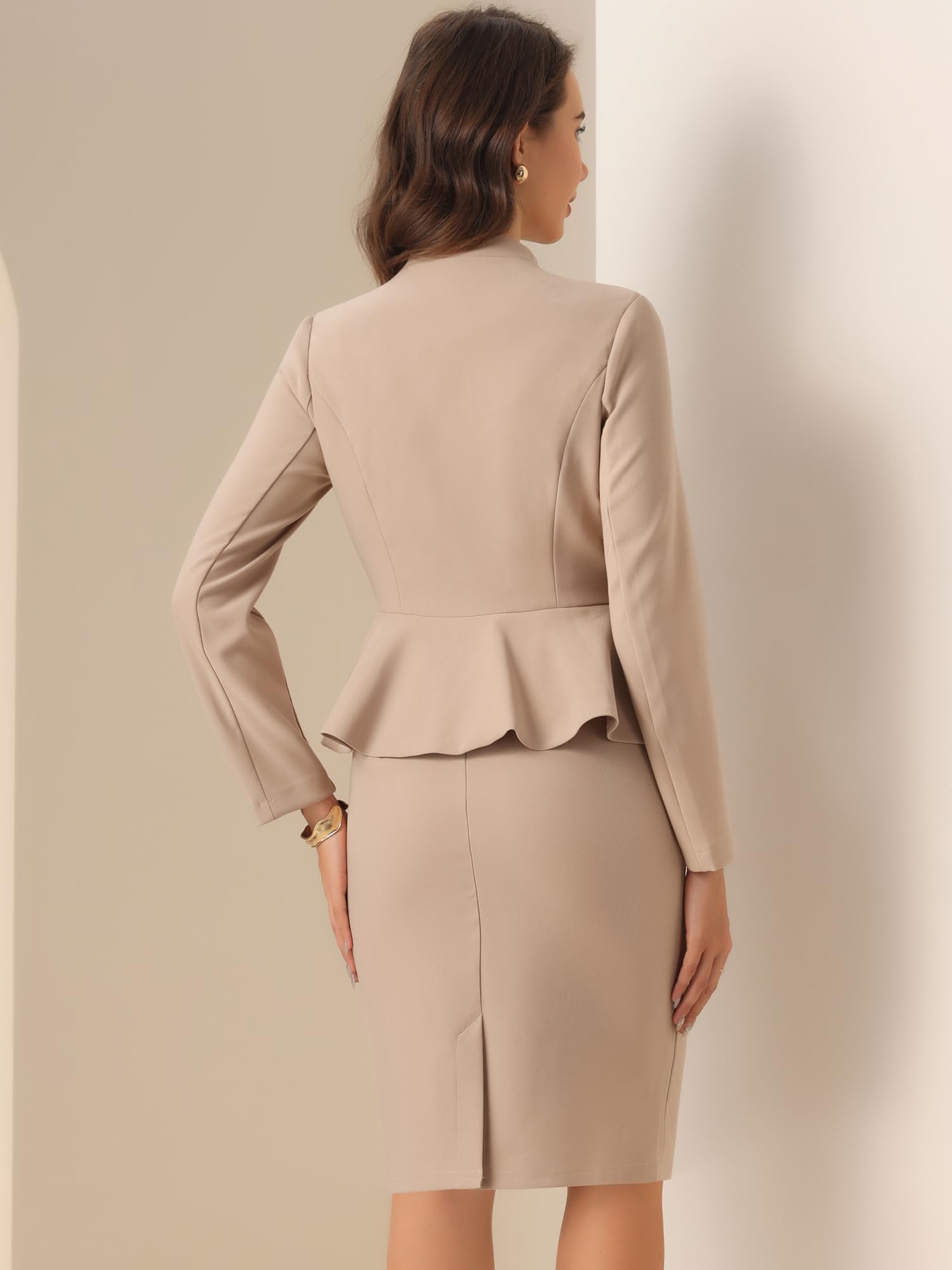 Allegra K Femme Ensemble Jupe Tailleur 2 Pièces Bureau Formel