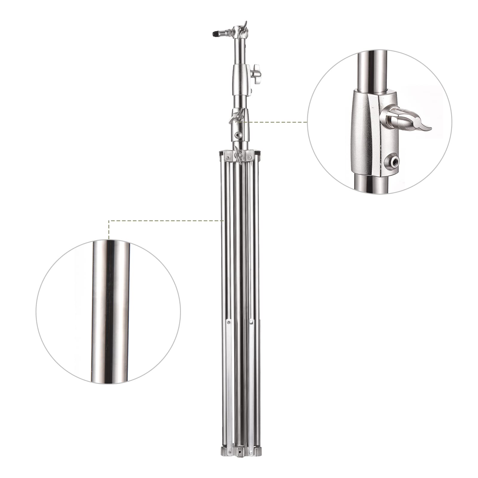 Supporto Illuminazione, Andoer Supporti per Treppiede Luce in Alluminio 280 cm con Vite da 1/4 Pollici e 3/8 Pollici per Studio Kit Luci Fotografiche Scatole Luce