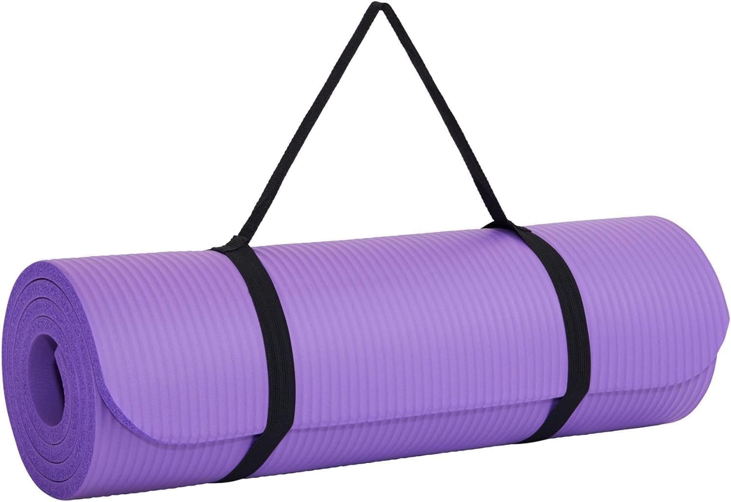 EVINOS Yoga Mat, Extra Thick, Non-Slip, Padded, 183x60 cm, with Carry Strap - NBR Foam Mat (Purple)