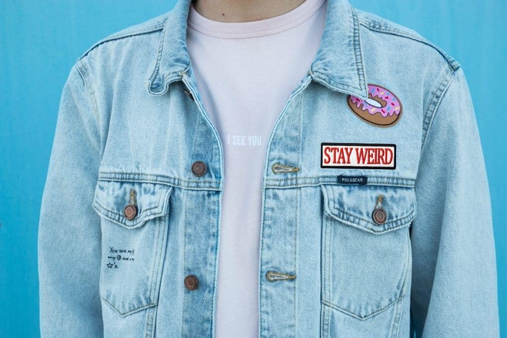 – Stay Weird Patch – Embroidery Patch – Iron On Patch/Sew On Patch – Patches for Clothes, Backpack, Jackets, Caps etc (White) image 3