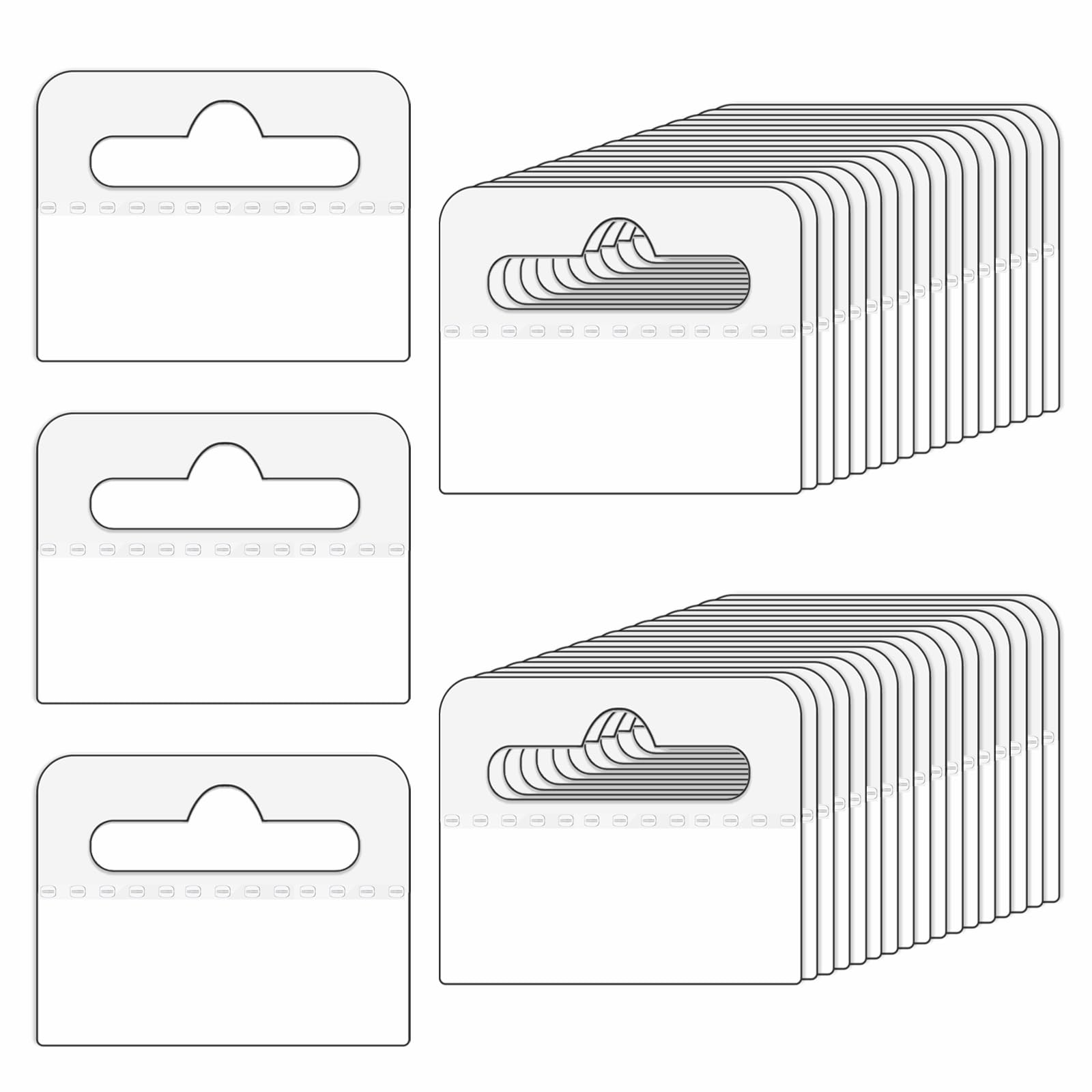 200PCS Clear Sticky Hanging Tabs, Self-Adhesive Hang Tabs Plastic Hanging Tabs with Slot Hole, Label Hooks for Store Retail Display Tab (1.8''x1.4'')