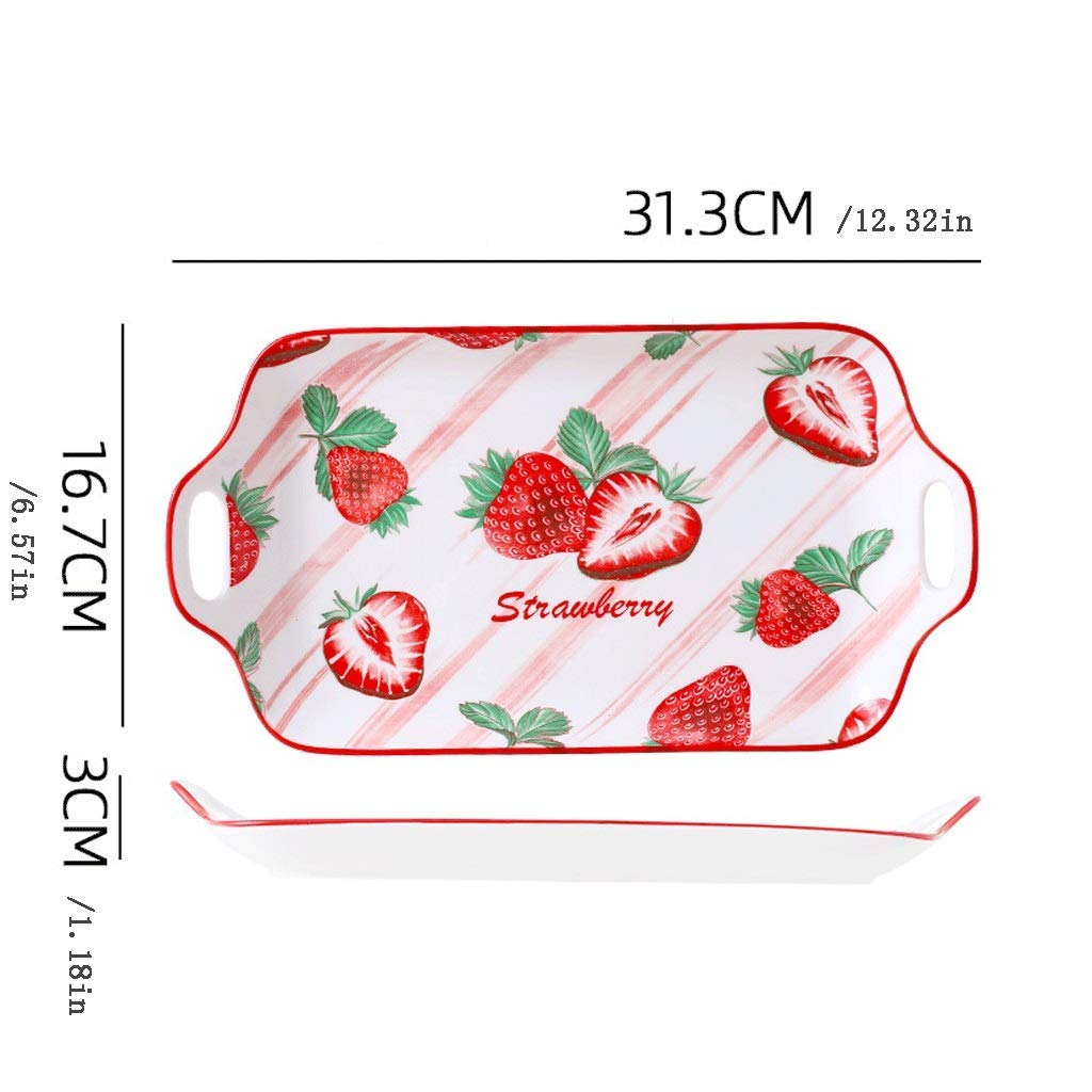 Dinner Plates Binaural Plate Ceramic Household Plate, Rectangular Creative Cutlery Set Suitable for Hotel/Home Tray, Breakfast Dessert Plate Appetizer Dessert Snack Plate