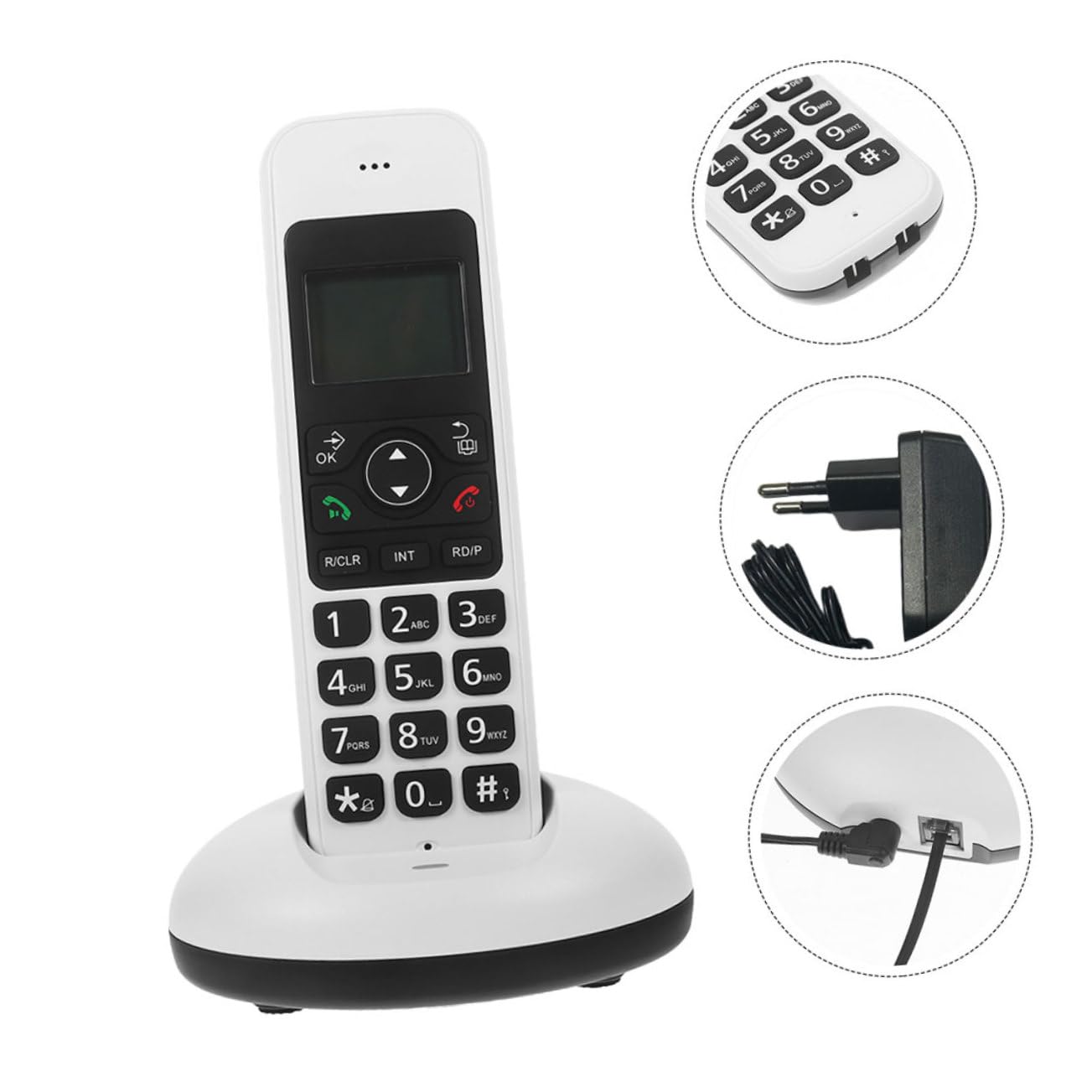 jojofuny Telefono Cordless Casa Grandi Tasti, Funzione Espandibile, Bianco, per Anziani e Vista Debole, per Casa e Ufficio