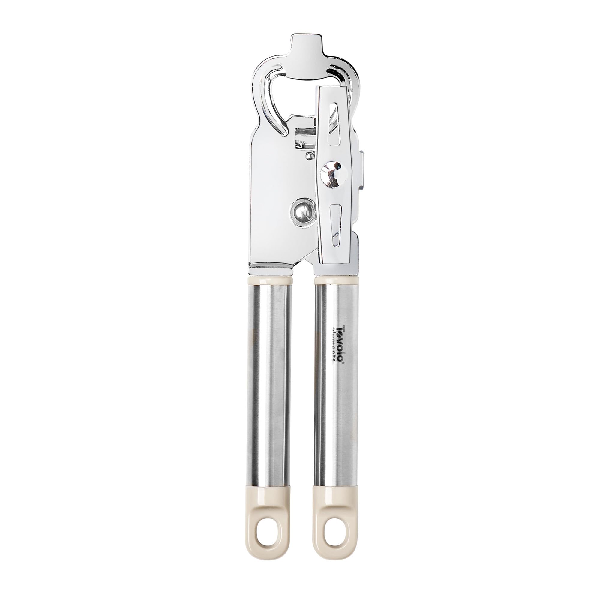Can Opener Manual Heavy Duty 2 in 1 Stainless Steel with Bottle Opener Kitchen Tool Easy Turn Handle Oatmeal White by Tovolo – 3.5 inches, Stainless Steel, Oatmeal, Model 1000837