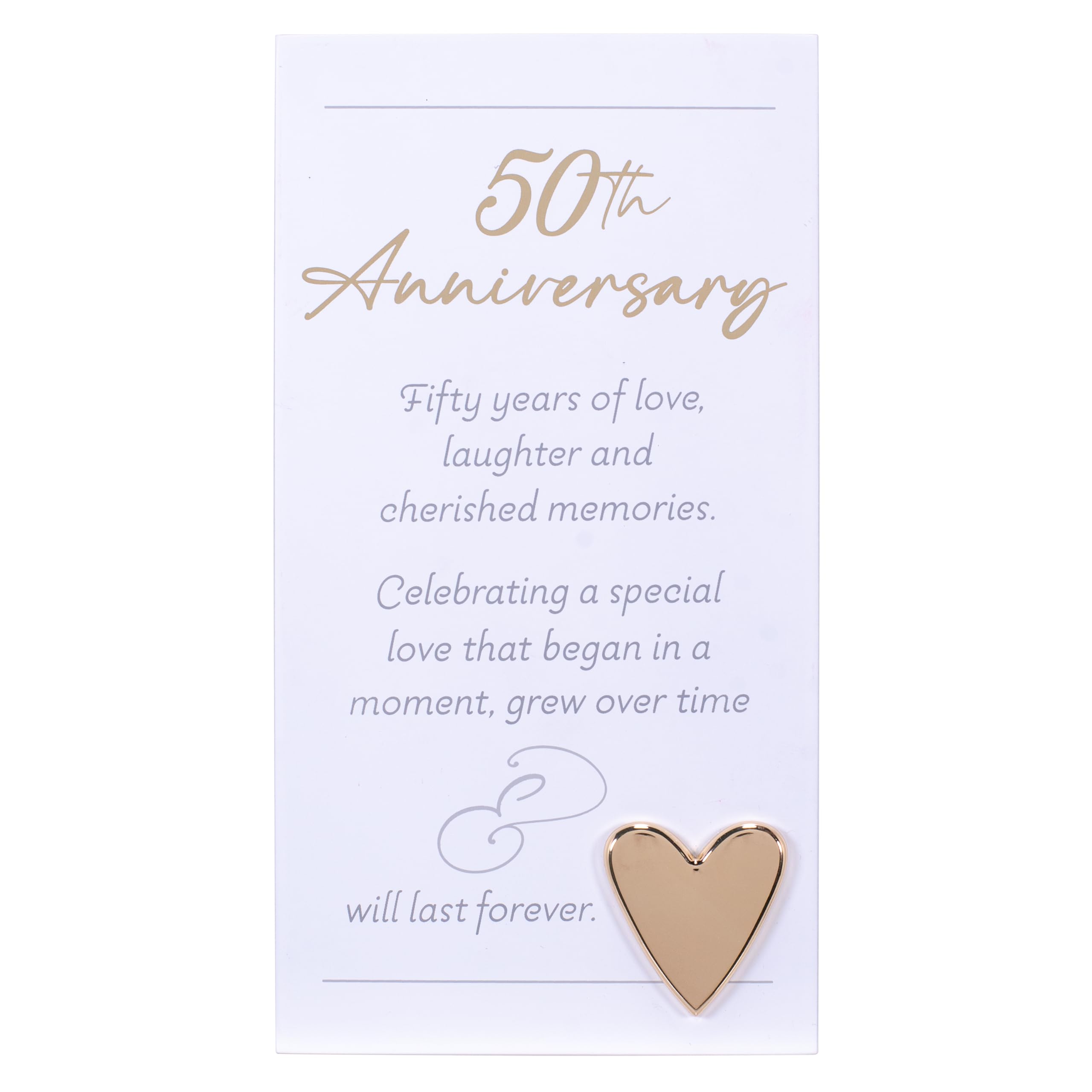 Malden White International Designs 50Th Anniversary Easel Backed Sign With Gold Metal Heart Attachment