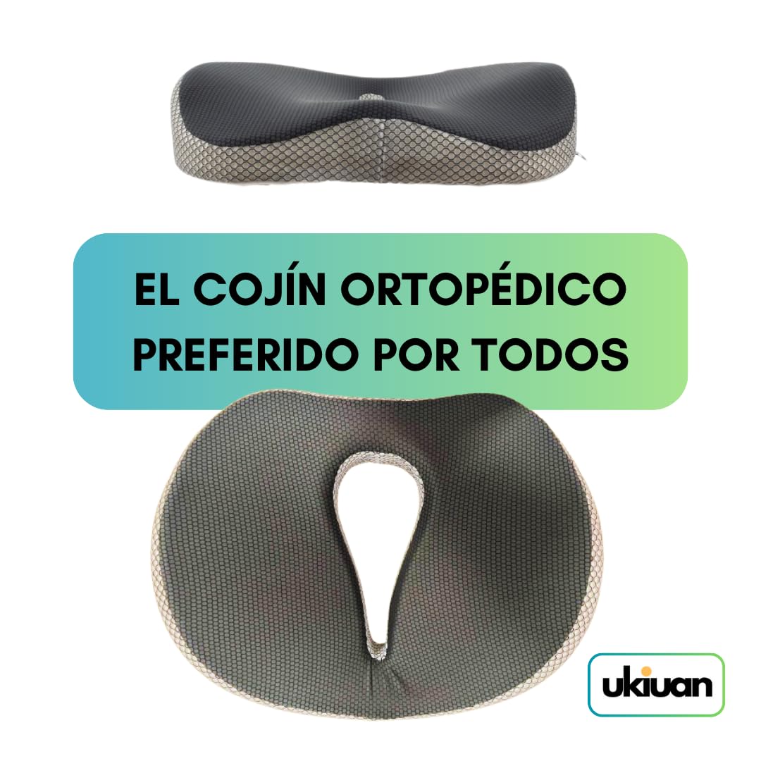 Cojín Ortopédico Viscoelástico Alivio para Hemorroides, Ciática y Dolor de Coxis – Alta Densidad, Diseño Ergonómico, Funda Lavable, Ideal para Oficina, Hogar y Viajes