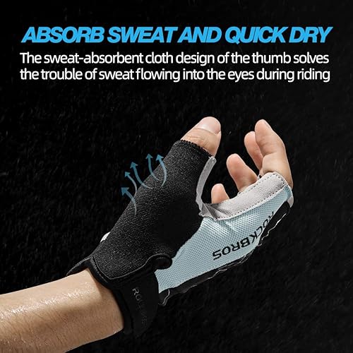 Miniatura 5 de ROCKBROS Cycling Bike Gloves for Men Women - Half Finger Bicycle Gloves Padded Shock Absorbing Anti-Slip Breathable MTB Road Biking Gloves