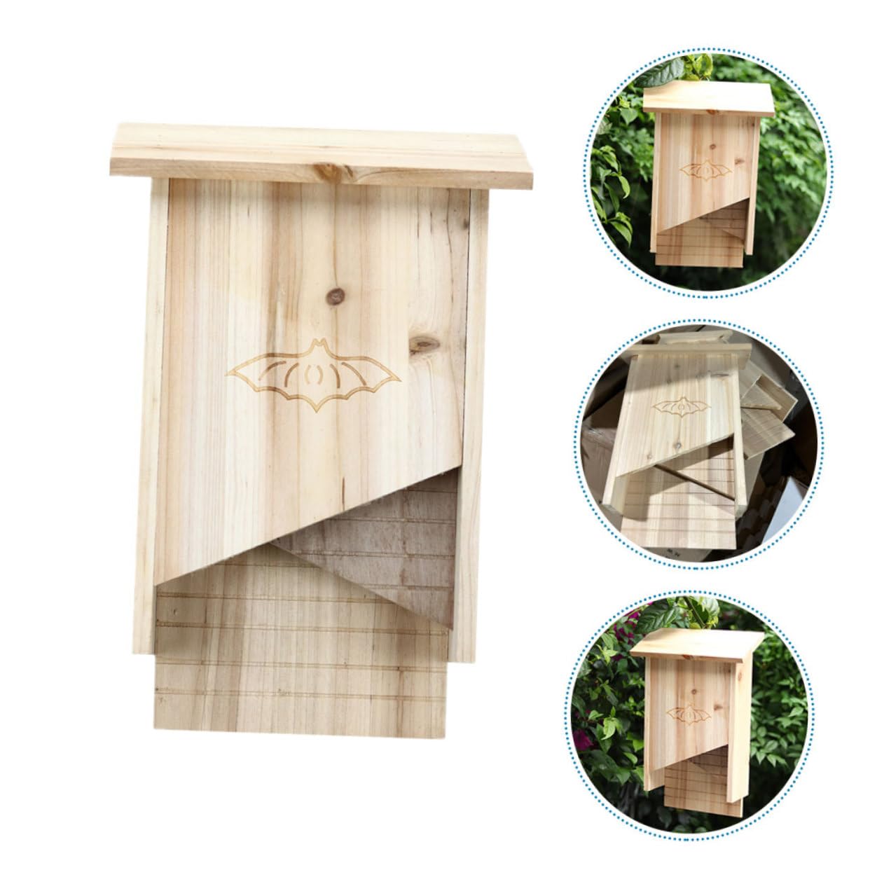 COLLBATH Fledermaushaus Hölzerner Fledermauskasten Für Draußen Fledermausunterschlupf Im Hinterhof Garten Hofdeko Handgefertigt