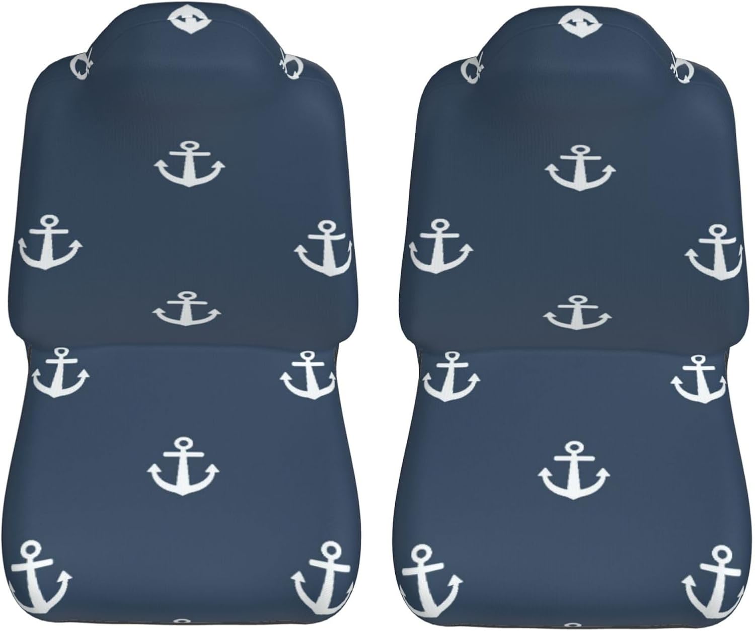 Summer Nautical Seamless Pattern with Anchors Car Seat Covers 2-Pack - Fit for Sedans, Trucks, Suvs, Automotive Seat Protectors with Reinforced Stitching