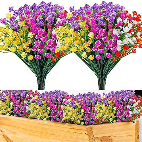 Lot de 10 fleurs artificielles en plastique résistant aux UV pour décoration extérieure Cover