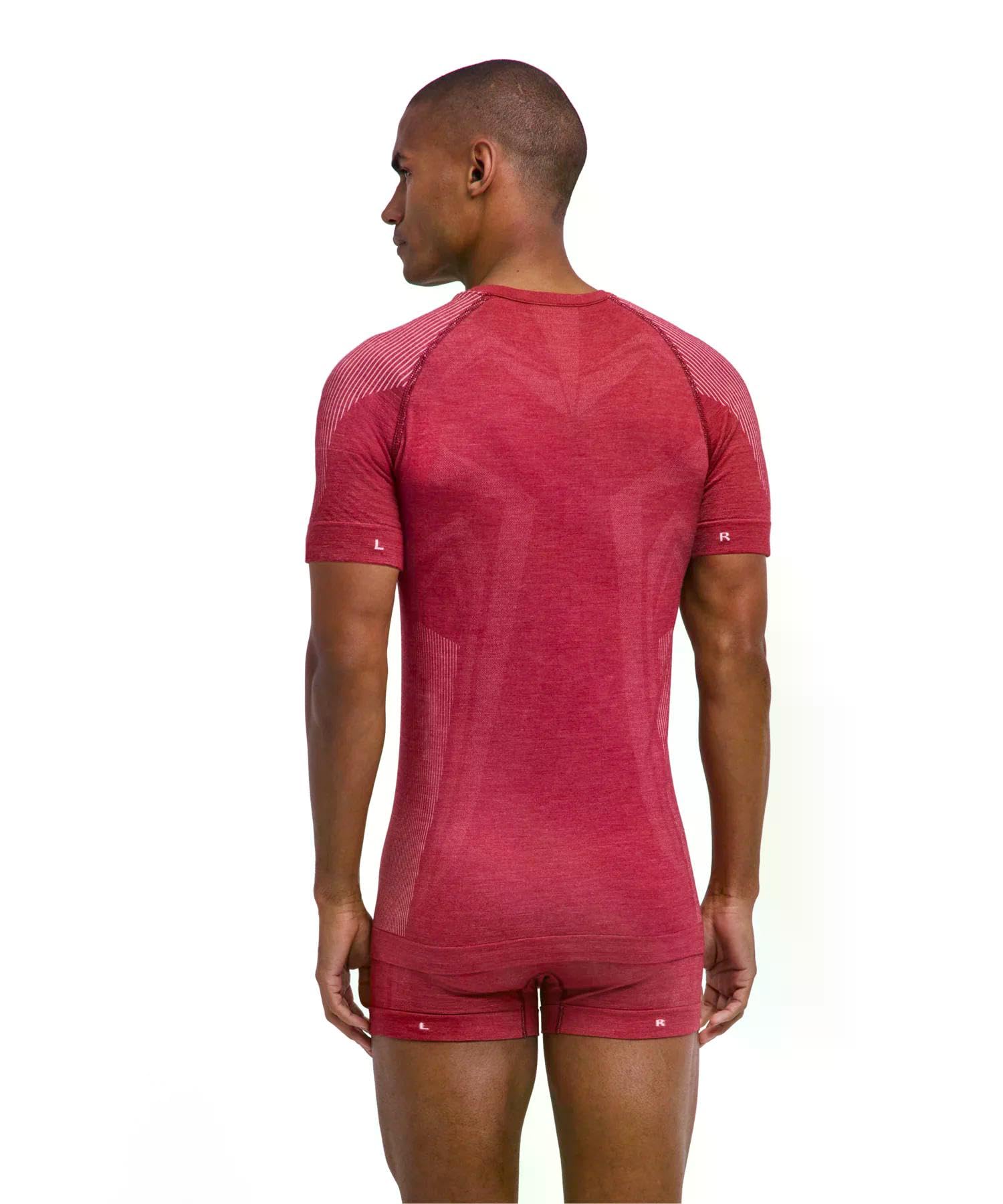 FALKE Mężczyźni Warstwa podstawowa (góra) Wool-Tech Light M S/s Ts wełna materiał funkcjonalny regulujące klimat 1 Sztuka, Czerwony Ruby 8830, M