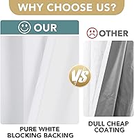 Vista 249 de H.VERSAILTEX Cortinas 100% opacas con aislamiento térmico, texturizadas, de lino, con bloqueo completo de calor y luz, para sala de estar y Negro