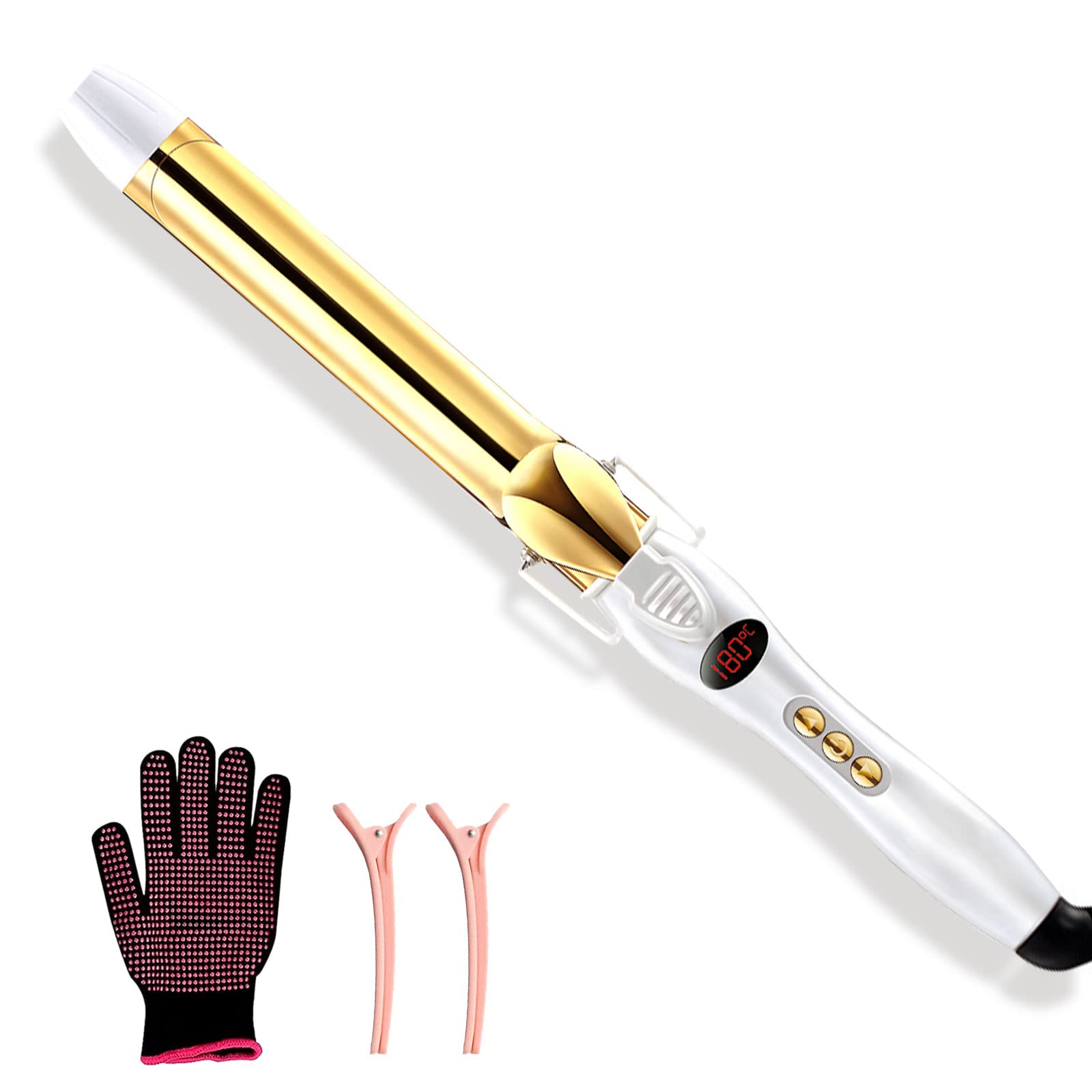 Rosy Forth Hair Curling Iron 32mm with Ceramic Coating Barrel, Professional Curling Wand Instant Heat up, Hair Curler with LCD Display