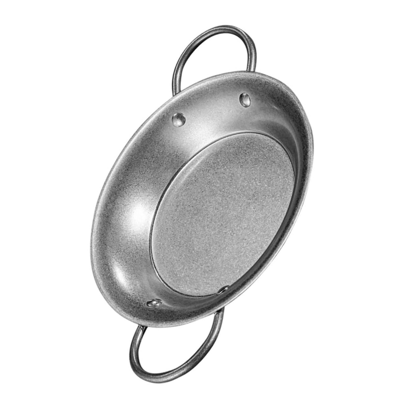 GRIRIW Stainless Steel Paella Pan Double Handles Retro Style Cooking Pot for Seafood Pasta Essential Home Cookware