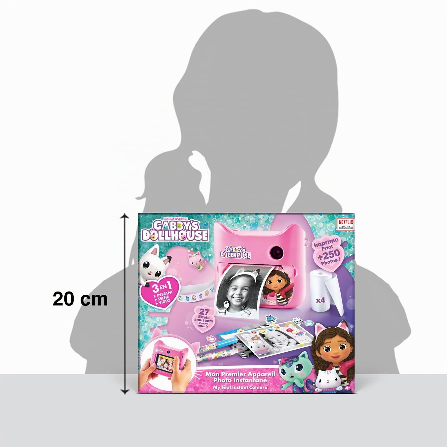 Canal Toys - La Casa de Muñecas de Gabby – Cámara de Fotos de Impresión Instantánea – con 4 Rollos de Papel y 4 Rotuladores – Sin Tinta – GAB005
